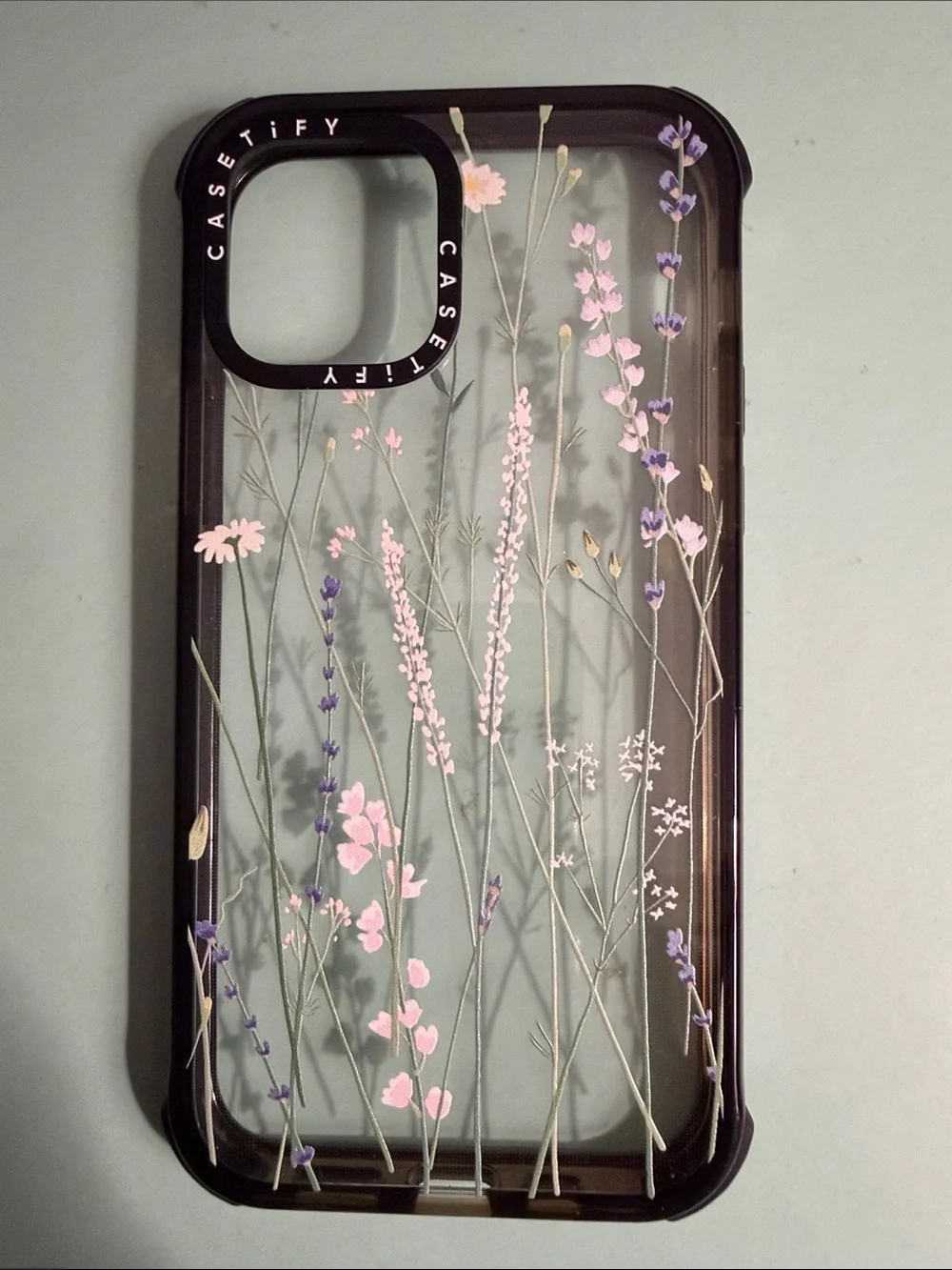Casetify Clear Case with Pink & Purple Wildflowers